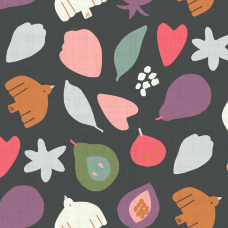 Printed Cotton FLIO Charcoal / Vintage Multicolored